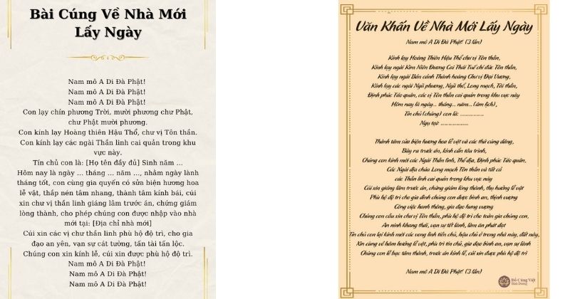 Bài văn cúng về nhà mới lấy ngày