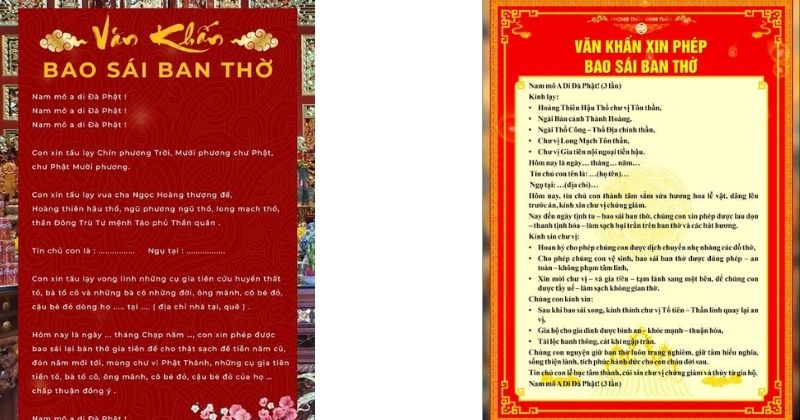 Bài văn khấn xin bao sái bàn thờ gia tiên và thần linh