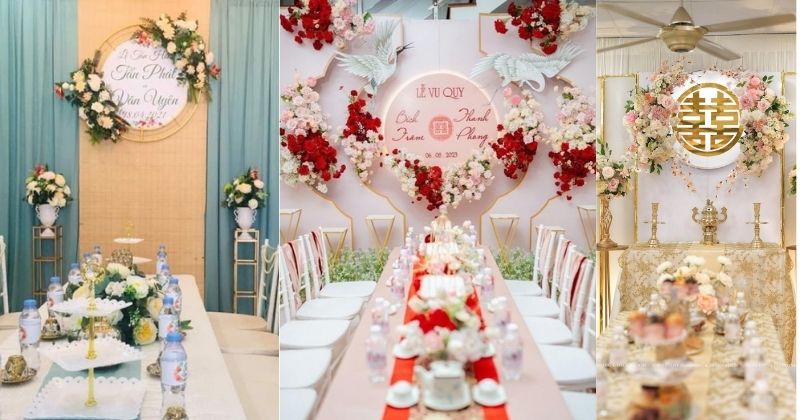 Các tông màu decor bàn thờ gia tiên ngày cưới được ưa chuộng