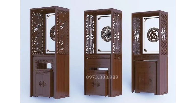 Mẫu bàn thờ chung cư kết hợp vách ngăn, tranh trang trí