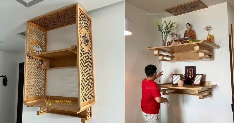 Mẫu bàn thờ treo tường theo số tầng