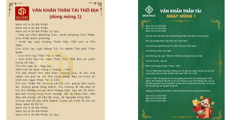 Văn khấn Thần Tài ngày mùng 1