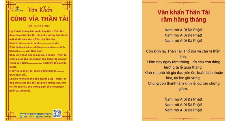Văn khấn Thần Tài ngày rằm, mùng 10 âm lịch
