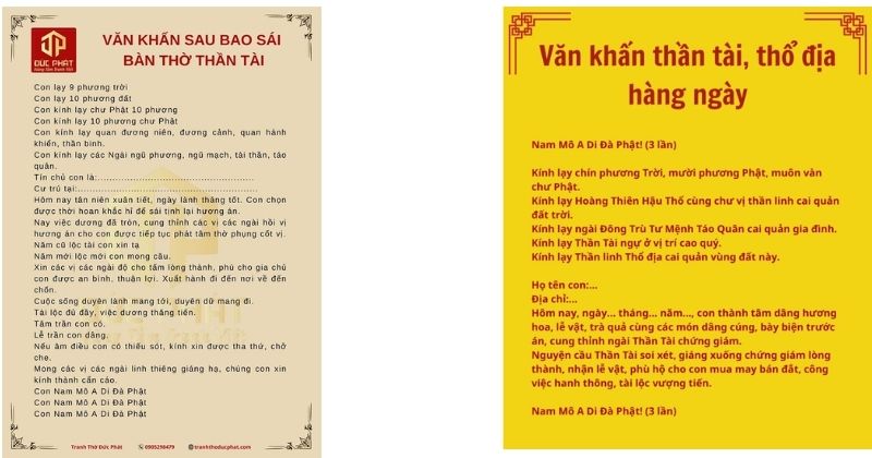 Văn khấn bao sái bàn thờ Thần Tài Thổ Địa phát tài phát lộc
