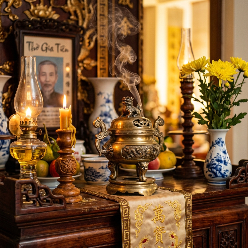 Không gian bàn thờ Phú Quý