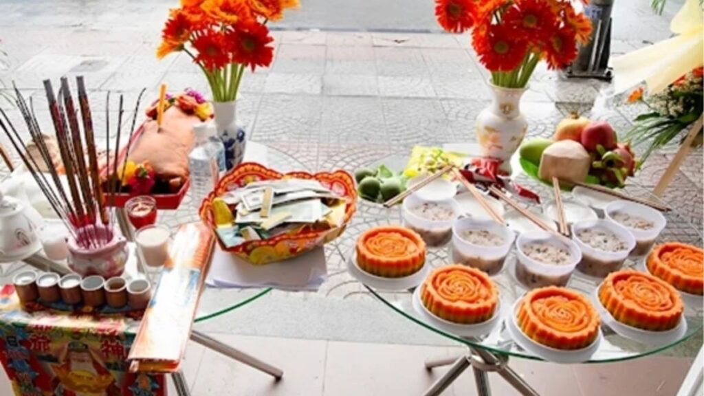 Lịch trình minh họa khai trương từ 7h đến 9h gồm chuẩn bị lễ vật, cúng và mở cửa